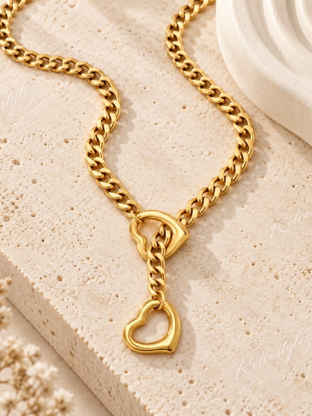 14K Gold Womens 22" Heart Chain Link Style Necklace Ladies 14 K Silver Jewelry